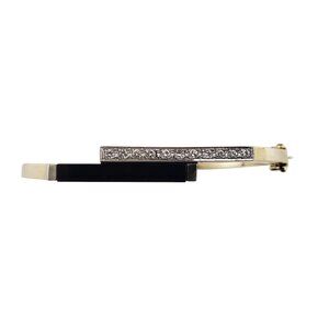 14 Karat Yellow Gold Onyx and Diamond Crossover Bangle Bracelet #19568